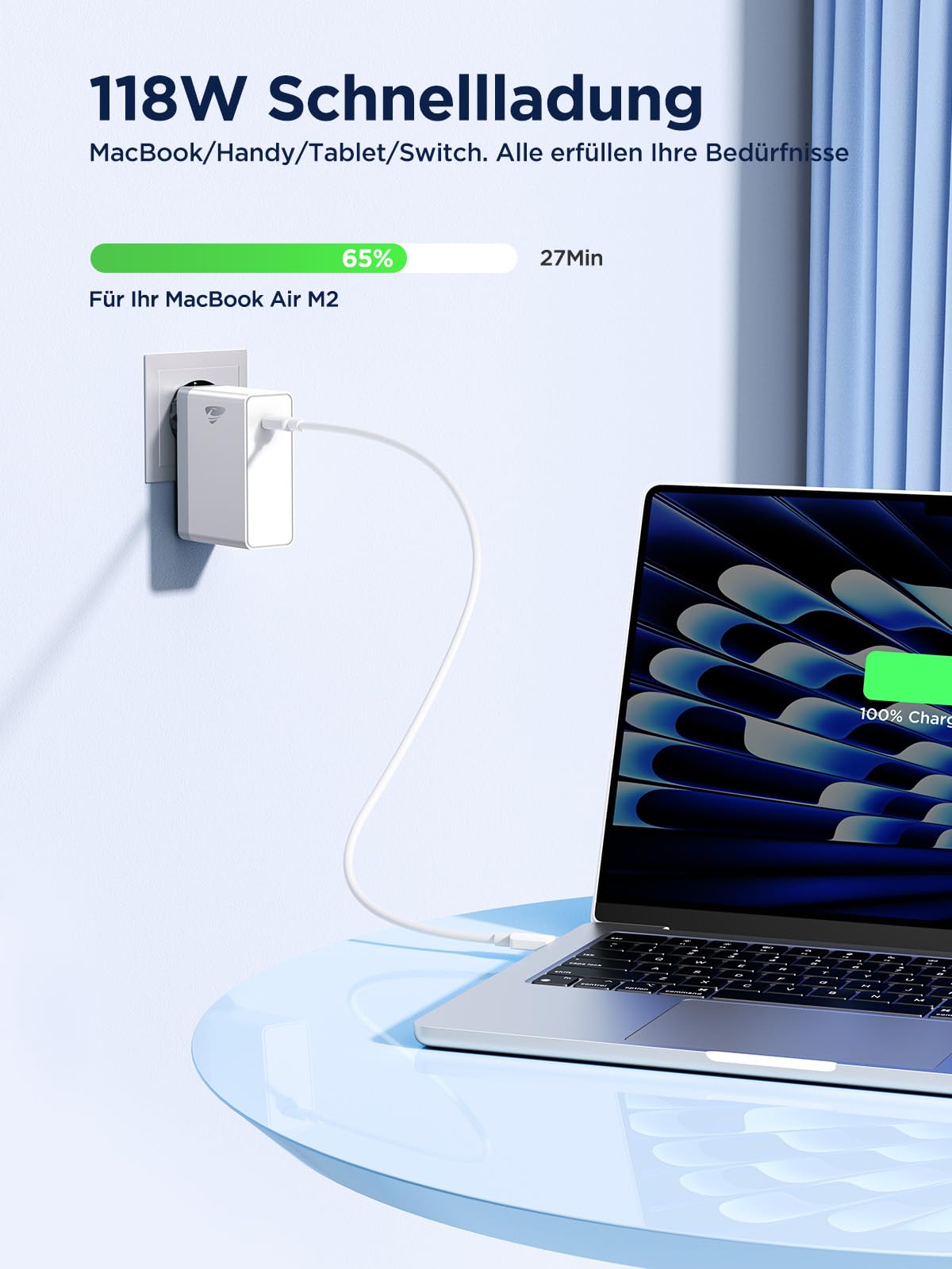 Mac Book Pro Ladegerät, Aioneus 100W Schnell Netzteil MacBook Ladekabel USB C 2M für MacBook 16/15/ 14/13 Zoll, Mac Air 2020/2019/ 2018, iPad Pro, HP 5A/100W Ladekabel USB C 3