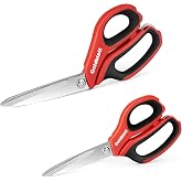 Goldblatt 2PCS Heavy Duty Scissors, Multipurpose Shop Scissors | Stainless Steel Blades and Comfortable Handles, Easy Cutting of Cardboard, Wires, Leather, Fabric