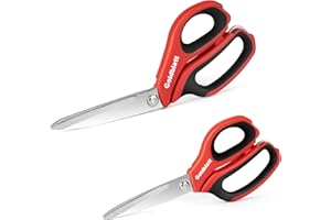 Goldblatt 2PCS Heavy Duty Scissors, Multipurpose Shop Scissors with Stainless Steel Blade and Comfortable Handle, Easy Cutting Cardboard, Wires, Leather, Fabric