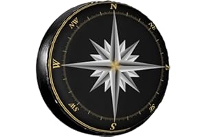 OCIOVAN Marine Compass Nautical Spare Tire Cover Camping Tire Wheel Covers Weatherproof Wheel Tire Protector Waterproof Dust-Proof Tyre Covers Universal Fit for Trailer RV SUV Truck Off-Road Vehicle 15 Inch