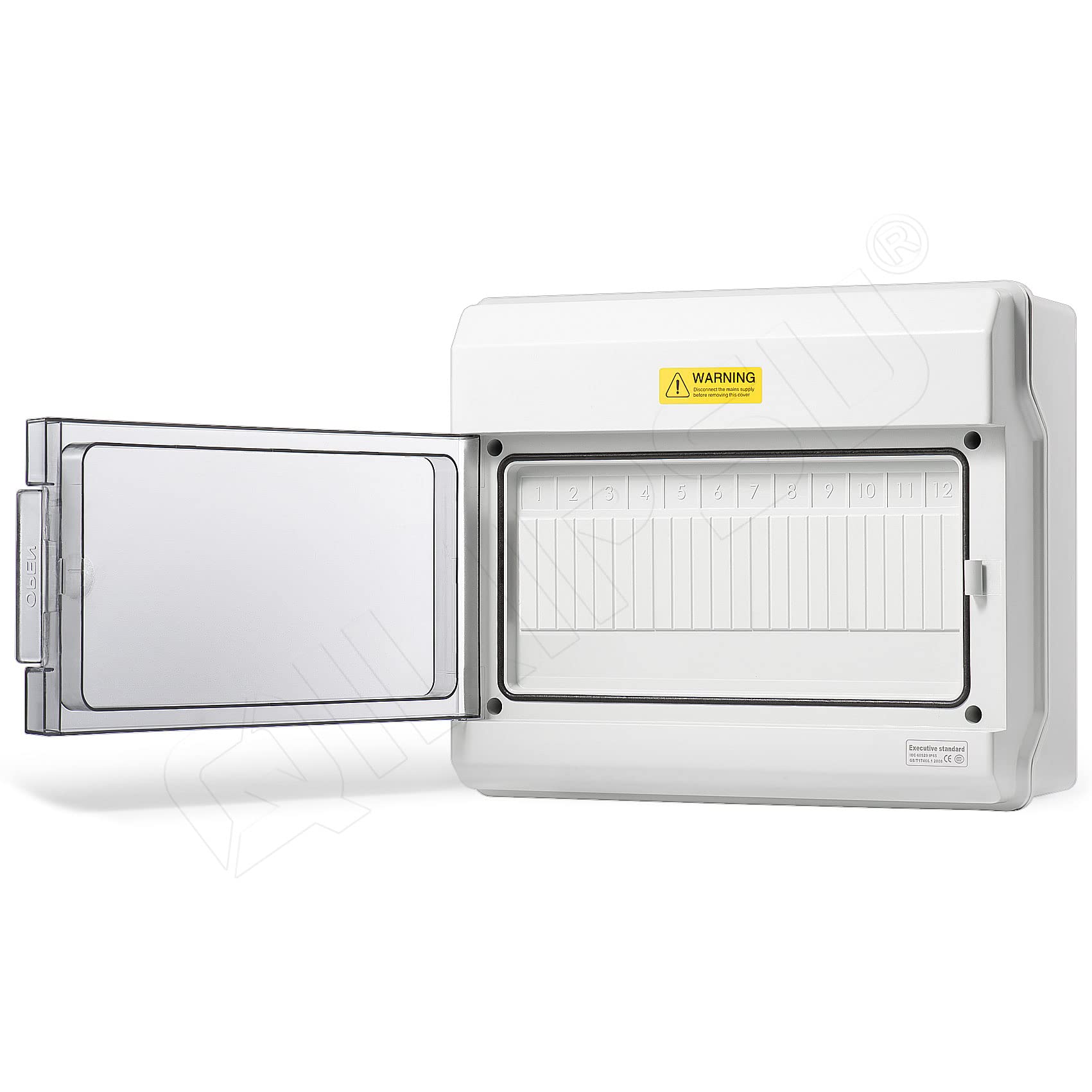 Photo 1 of QILIPSU 12 Way UL94-V0 Circuit Breaker Box IP65 Waterproof PC/ABS Alloy Plastic MCB Panel Solar Power Distribution Enclosure with DIN Rail, Bus Bars for Indoor and Outdoor Use