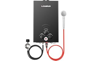 CAMPLUX ENJOY OUTDOOR LIFE CAMPLUX Tankless Water Heater - 2.64GPM Portable Propane Heater for Off Grid, Camping, Outdoor Shower - 68,000 BTU - BW264B - Black