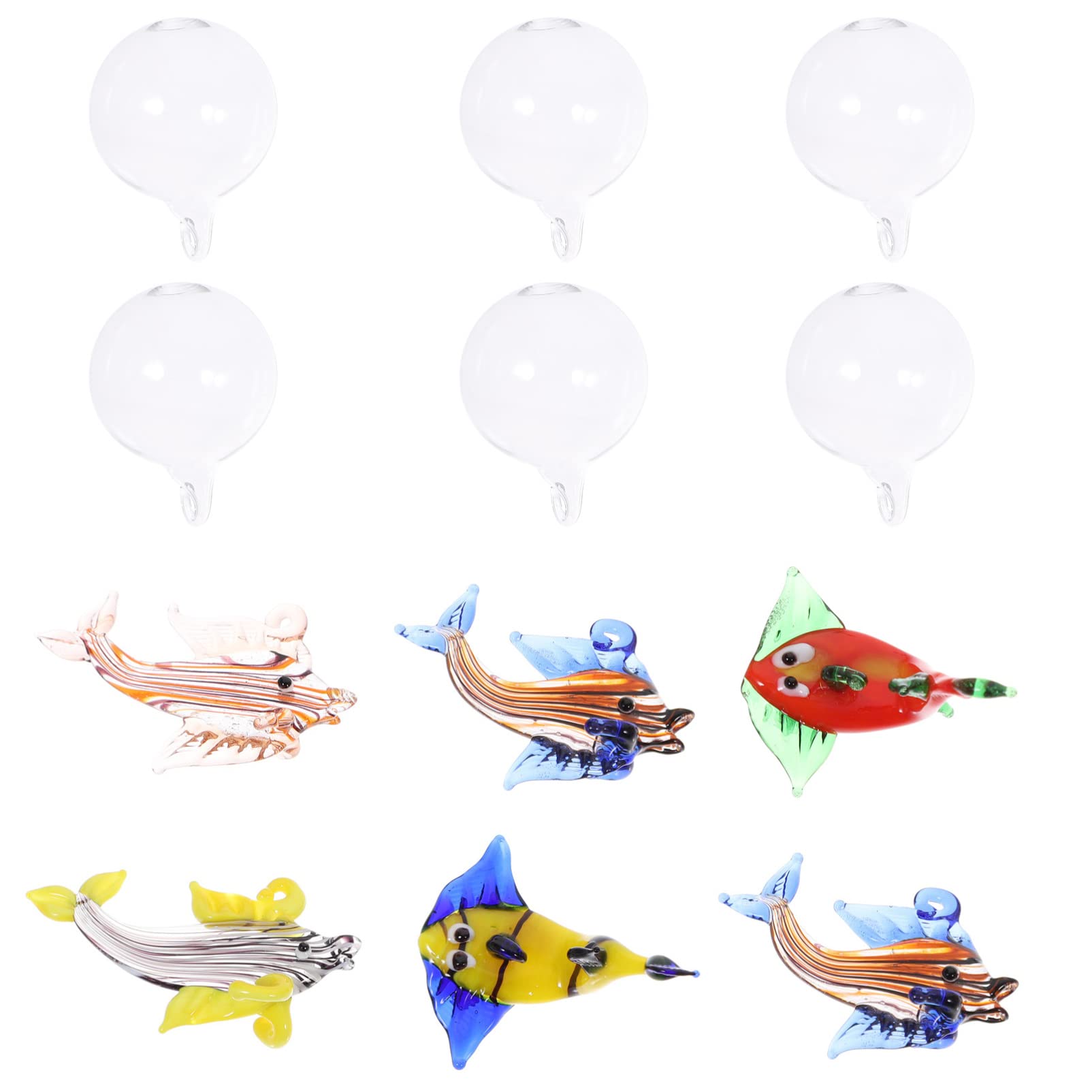 Balacoo 6 Pack Aquarium Float Ball Decoration, Blown Glass Figurines for Christmas Fish Tank Fish Landscape Decorations (Random Color)