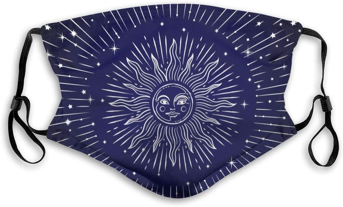 Fashion Mouth Mask Reusable Anti-Dust Mask Blue Space Galaxy Constellation Printing Unisex Face Mask Anti Smog Respirator with 2 Replaceable Filters for Outdoor Activities Cycling Camping for Adult