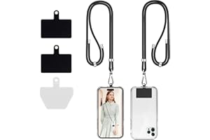 TAKYU Universal Cell Phone Lanyard, Crossbody Lanyard with Adjustable Nylon Neck Strap Compatible for Every Mobile Phone(2Pack Black+Black)