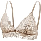 Lace Bralettes for Women No Underwire Sexy Triangle See Thru V Neck Unpadded Bra