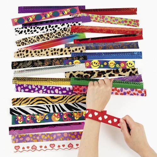 Rhode Island Novelty - Slap Bracelets, Assorted Colors & Patterns, 50 Count