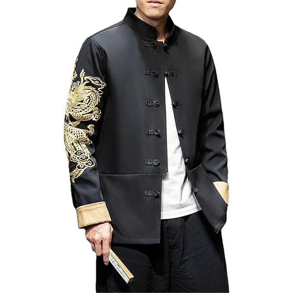 ジャケット・アウター 90's Traditional Black Kung Fu Jacket Kung Fu Jacket ~ Black Twill – 3sixteen