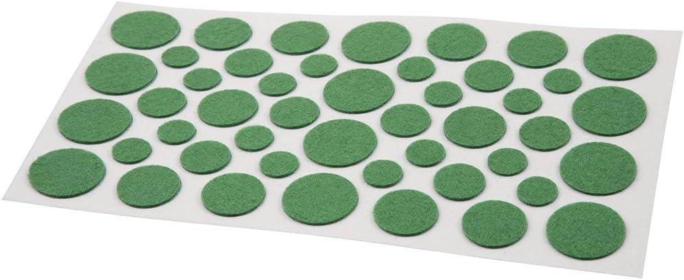 Soft Touch 4615095N Assorted Sizes Green Round Light Duty Felt Pads 46 Piece Set