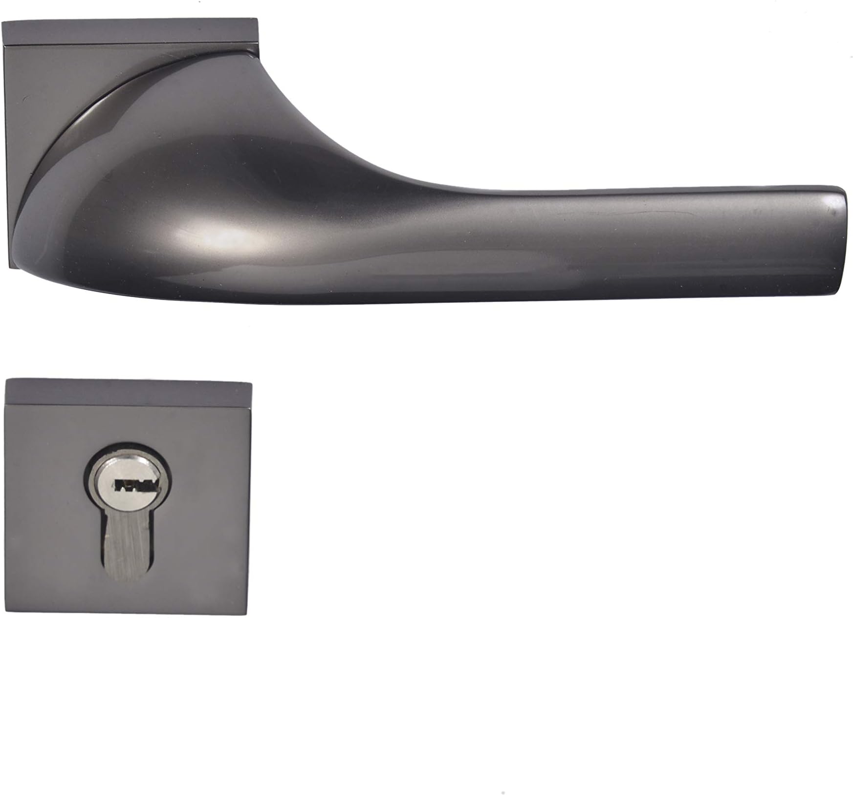 Primax 7051-S.B - Only Handle Set Zinc Alloy Mortice Rose Door Handle Set/Door Lock (Satin Black)