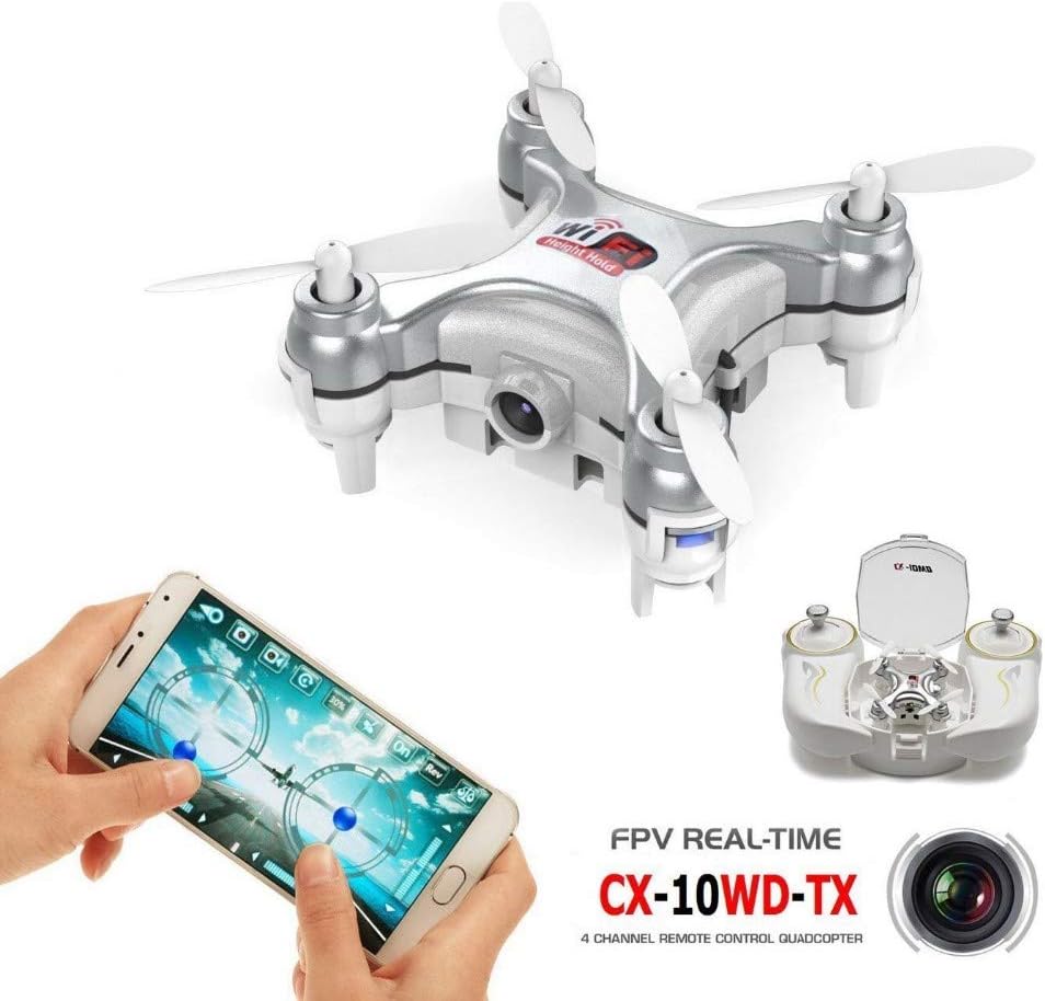 ACHICOO CX-10WD-TX 2.4GHz 4CH 6-axis WiFi FPV Quadcopter 3D Eversion Mini Drone with 0.3MP Camera Silver with Remote Control