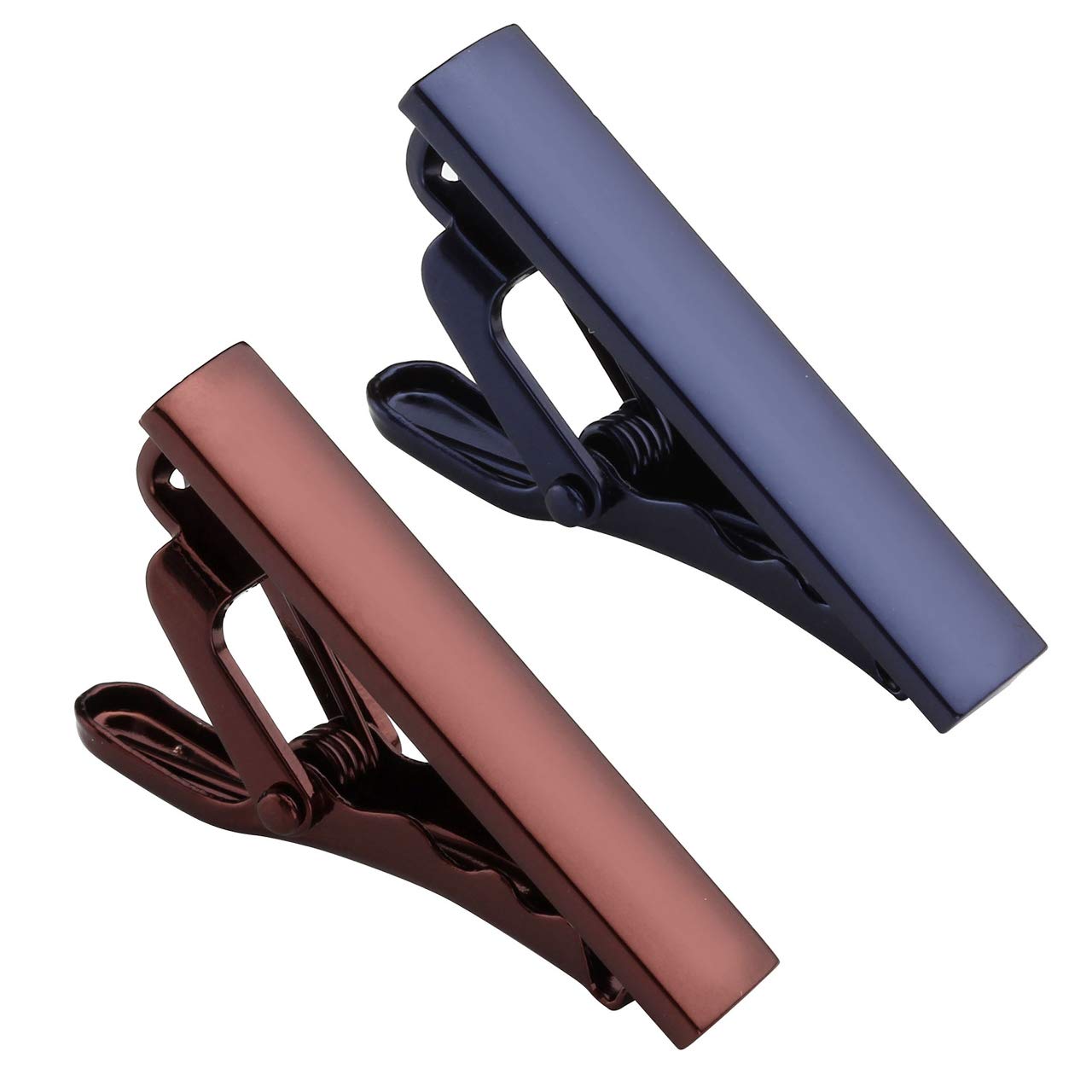 Zysta Mini Skinny Tie Clips Set Stainless Steel Brown Purple Elegant Exquisite 33mm Men Boys Formal Dress Shirts Necktie Pinch Tack Clasp