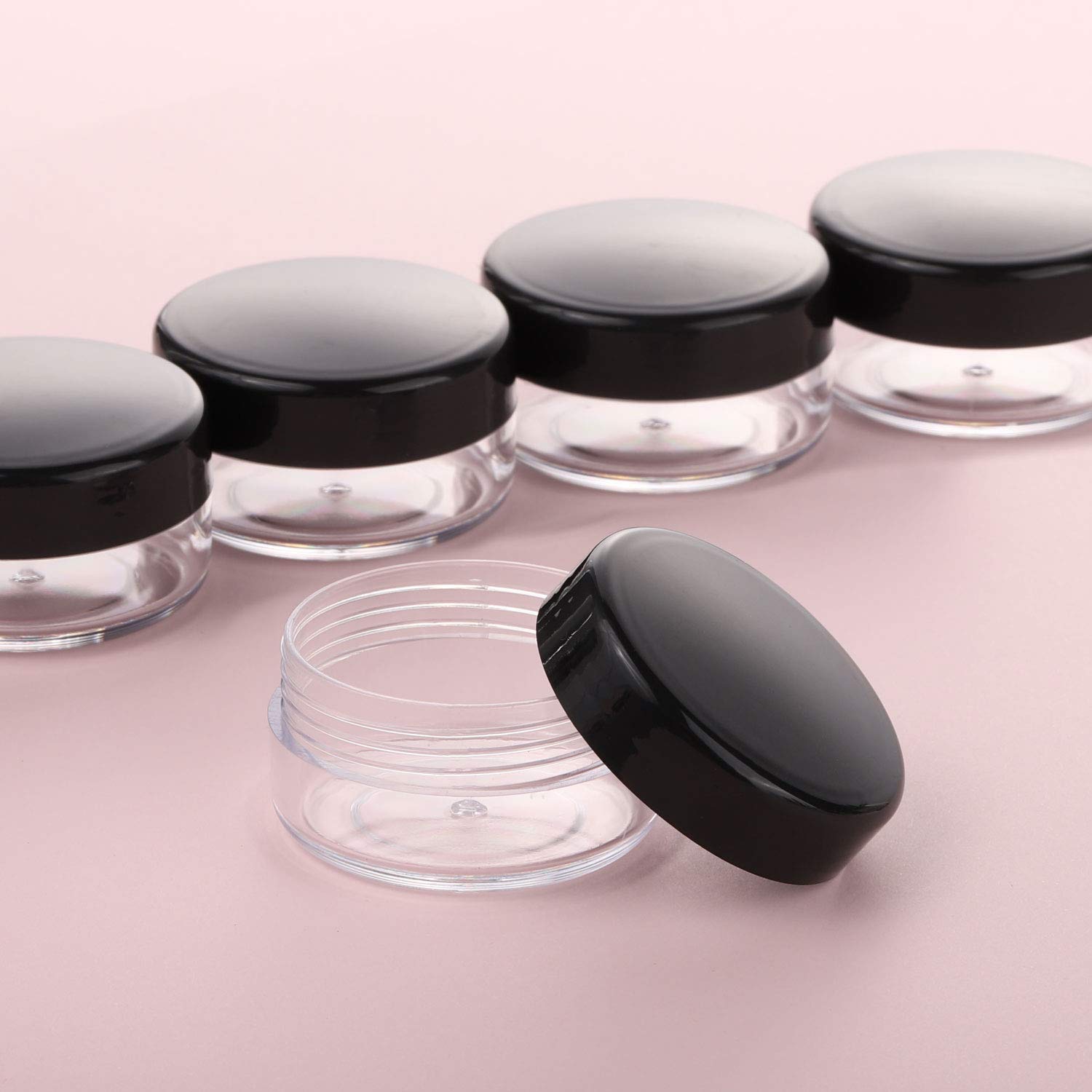 100 Pieces TSA Approved Small Jars with Lids Plastic 10g Travel Toiletries Containers for Cream and Lotion