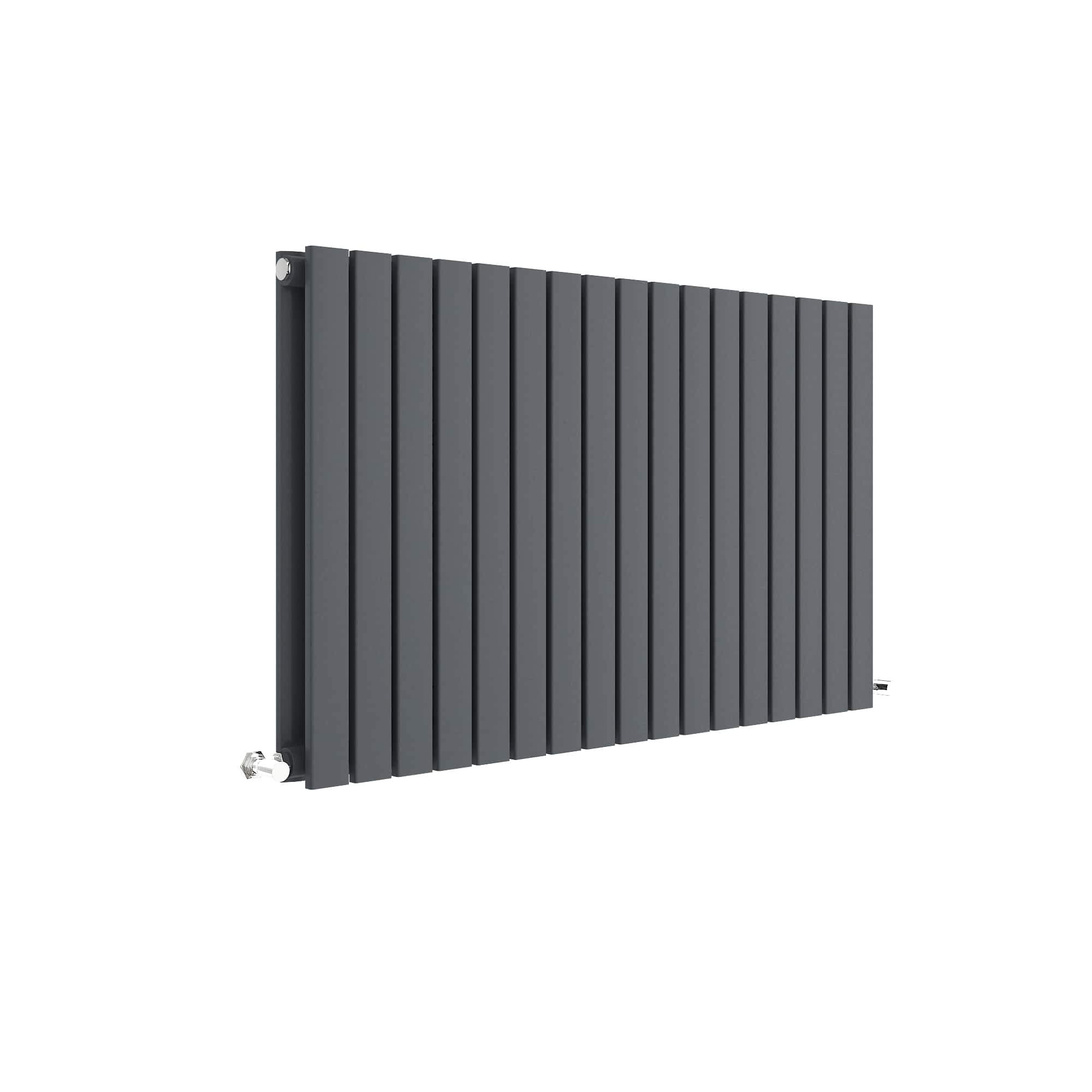 Nuie HLA56D Sloane Modern Home Wall Mount Designer Horizontal Double Panel Radiator, 600mm x 992mm x 72mm, Anthracite