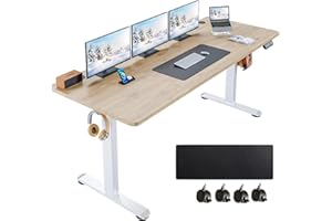 KORGOL Electric Standing Desk 70 x 27 Inches Adjustable Height Sit Stand Up Desk for Home Office Computer Workstation Memory Preset with Wheels,Rustic Oak