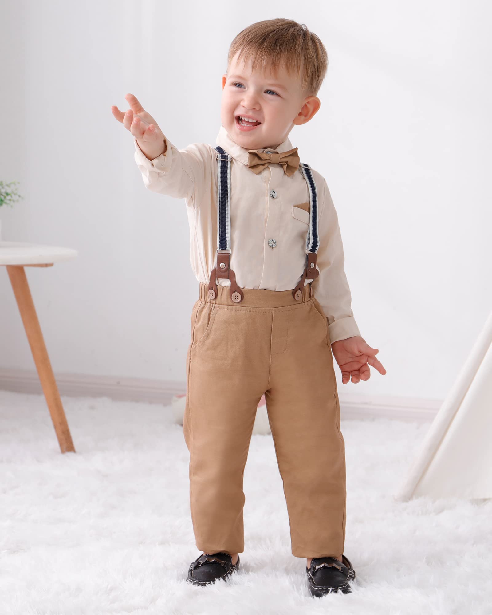 DISAUR Baby Boy Clothes Suits Toddler Dress Shirt With Bowtie Suspender Pants Outfit Sets Gentleman Wedding 1-6 Years