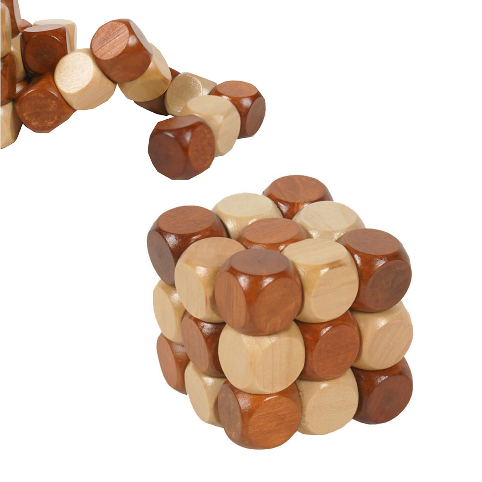 Vokowin Wooden Twist Cube IQ Puzzle - Wooden Brain Teaser - Brain Teaser Puzzle Mens Gift Sets for Him-gifts for Men Who Have Everything Small Logic Mind Puzzle (K444-1)