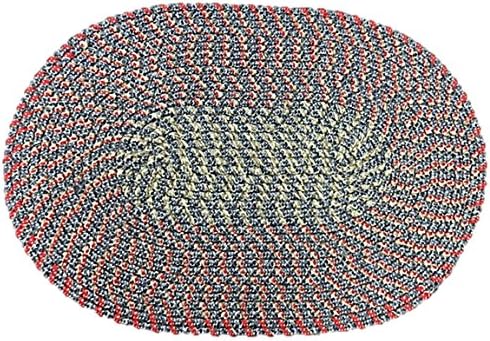 Braided Oval Braided Floor Door Throw Mat Rug Assorted Woven 19 by 29 (Blue)