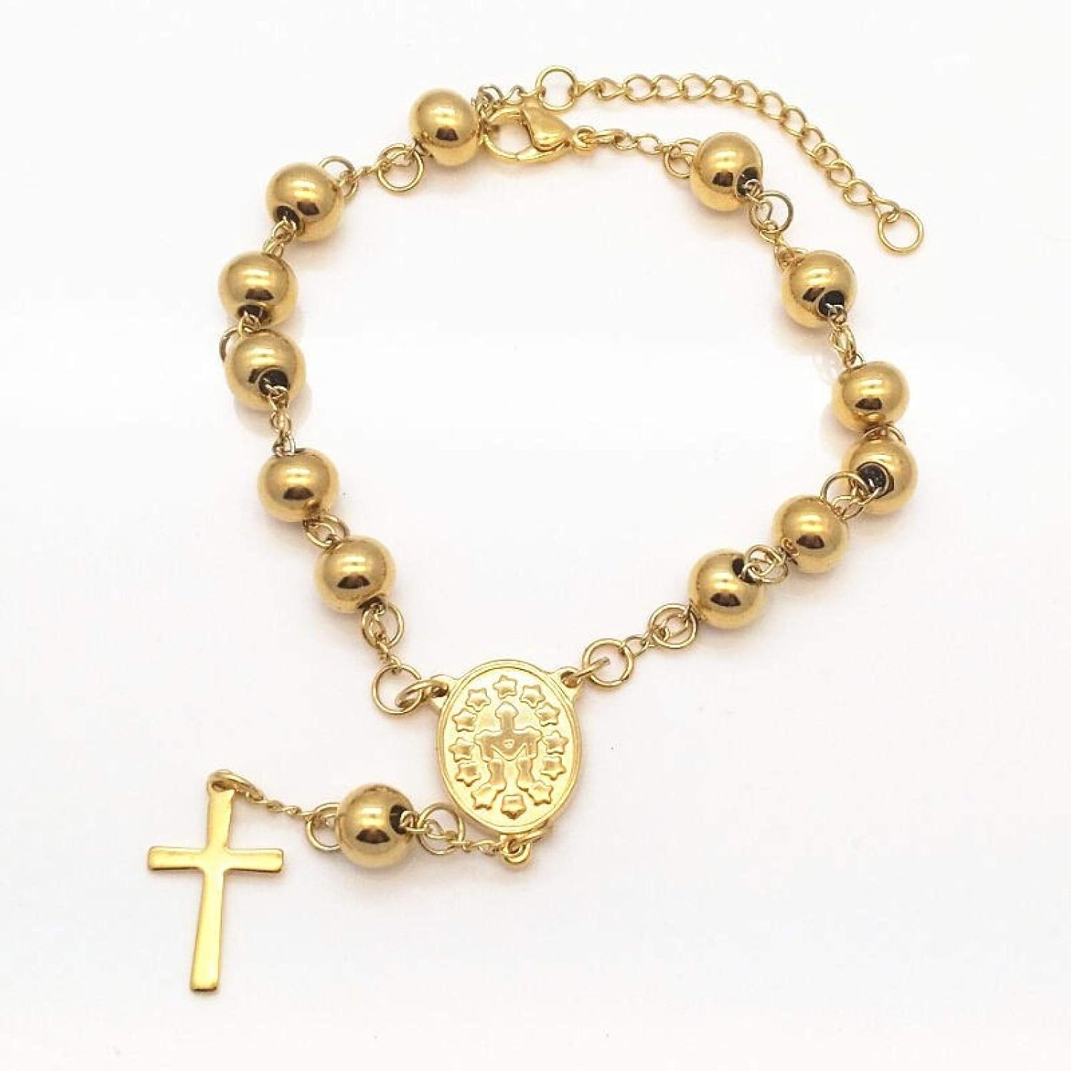 Virgin Mary Charm Women Men Accessories Stainless Steel Rosary Bead