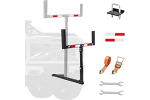 HAQQI Truck Bed Extender with Ratchet Straps & Anti Rattle Stabilizer, Collapsible Truck Bed Hitch Extender Mount, 2-in-1 Heavy Duty Truck Bed Hitch Extender Extension Rack for Ladders, Kayaks and Lumber