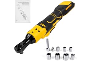 Lilvduybz 3/8" Cordless Ratchet Wrench Compatible with DEWALT Battery, 75 ft-lbs Torque Variable Speed Brushless Motor with 7