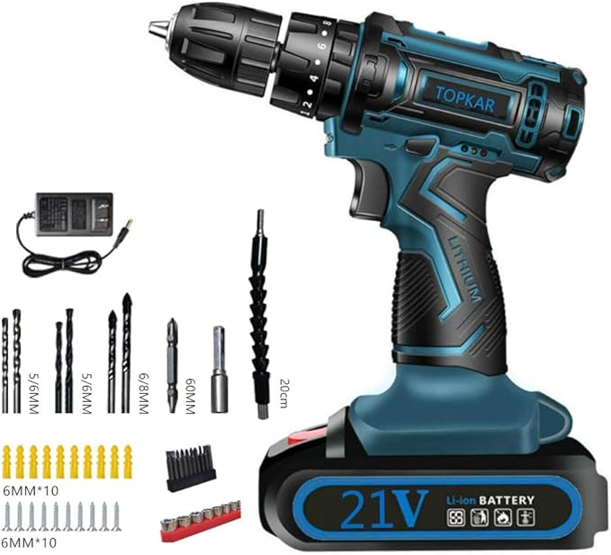 Topkar Cordless 2 Speeds Electric Hammer Drill Screwdriver