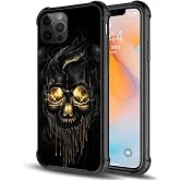 DAIZAG Compatible with iPhone 13 Pro Max Case,All-Round Protection Shockproof Anti-Scratches TPU Cover,Cases for Man Woman-Gold Black Skull