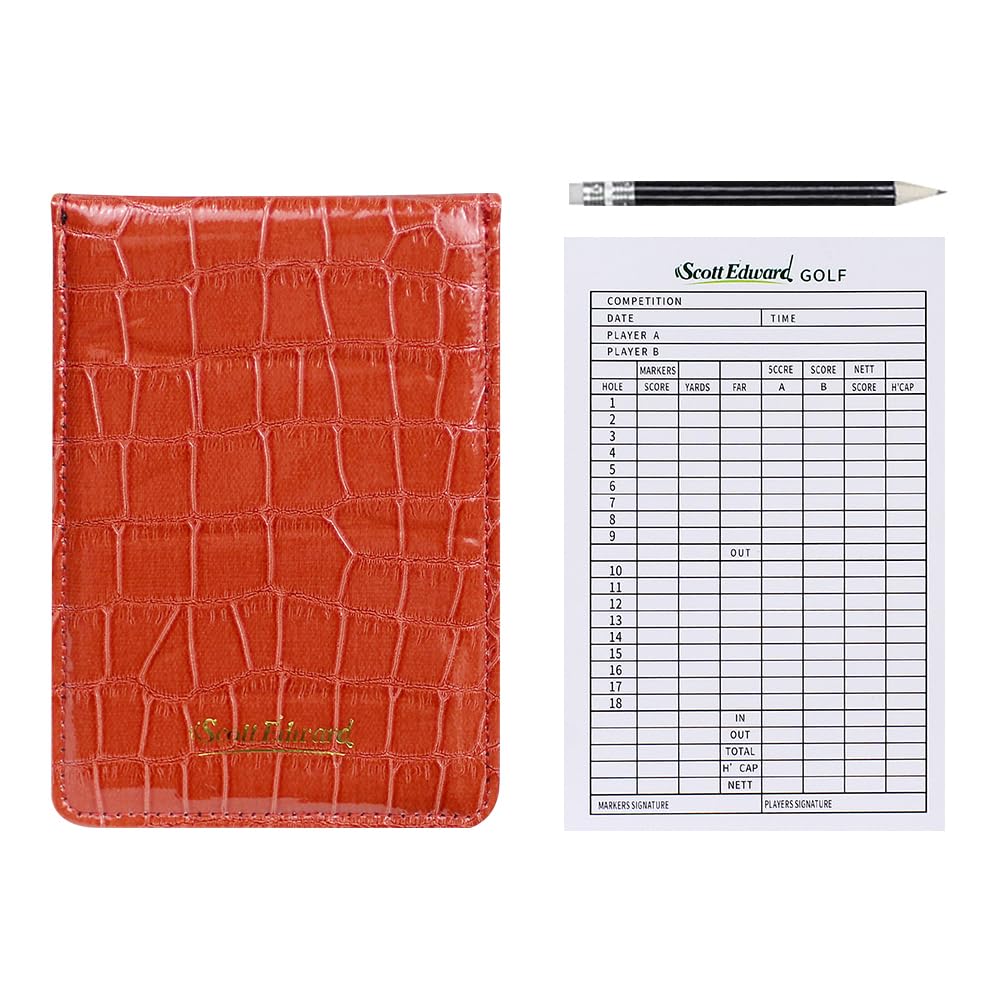 Scott Edward Golf Scorecard Cover Leather Scorecard Holder Statistic and Score Tracking Waterproof Soft Thick Grey/Black/Blue/Orange