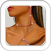 Aukmla Rhinestone Wedding Jewelry Sets Silver Choker Necklaces and Earring Bracelet Set Prom Jewelry for Brides and Women