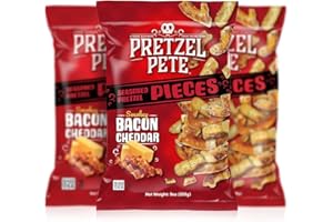 Pretzel Pete Smokey Bacon Cheddar Seasoned Pretzel Pieces, Non-GMO Ingredients, Small Batch, Bold Flavor, 9oz (3 Pack)