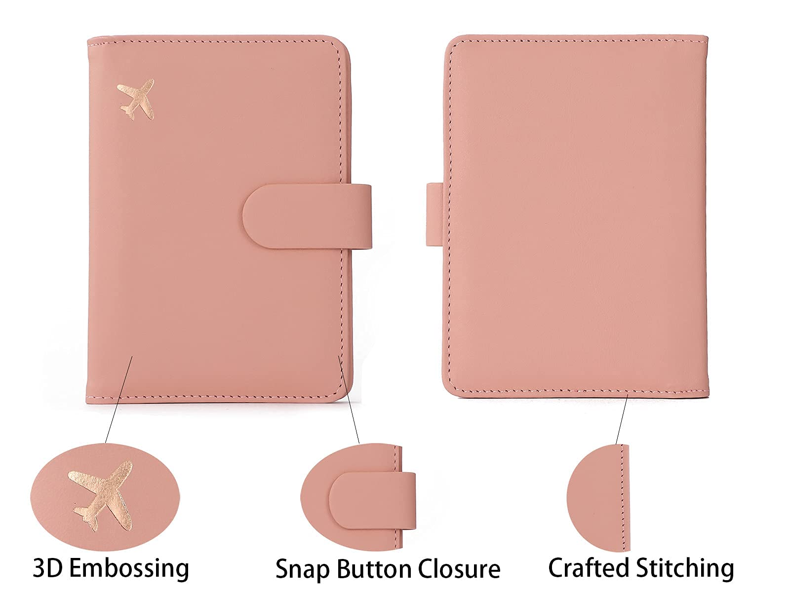 Melsbrinna Rfid Passport Holder for Travel women/Men, Cute Passport Wallet Rfid Blocking Card Slots, Rfid Passport Cover/CaseTravel Wallet, Passport Book Holder (1, Pink)