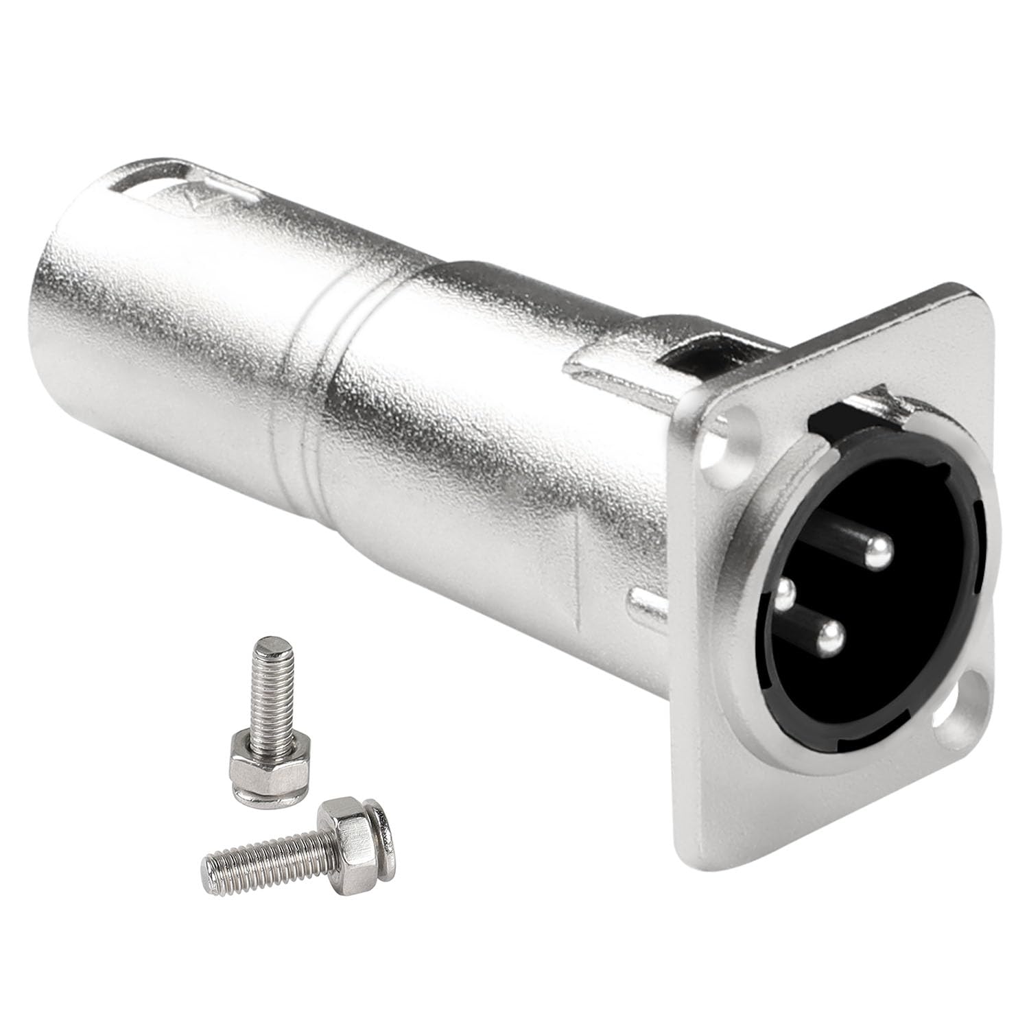 QIANRENON 3Pin XLR Male to Male Fixed Mount Microphone Connector 3Pin XLR Panel Mount Balanced Audio Adapter 3Pin XLR Feedthrough Bulkhead Mounting Plug, for Stage Lighting Speaker Mixer