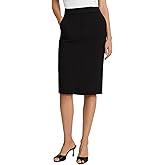EXPRESS Women’s Editor Skirt – High Waisted Stretch Midi Pencil, Professional Office Wear – Black