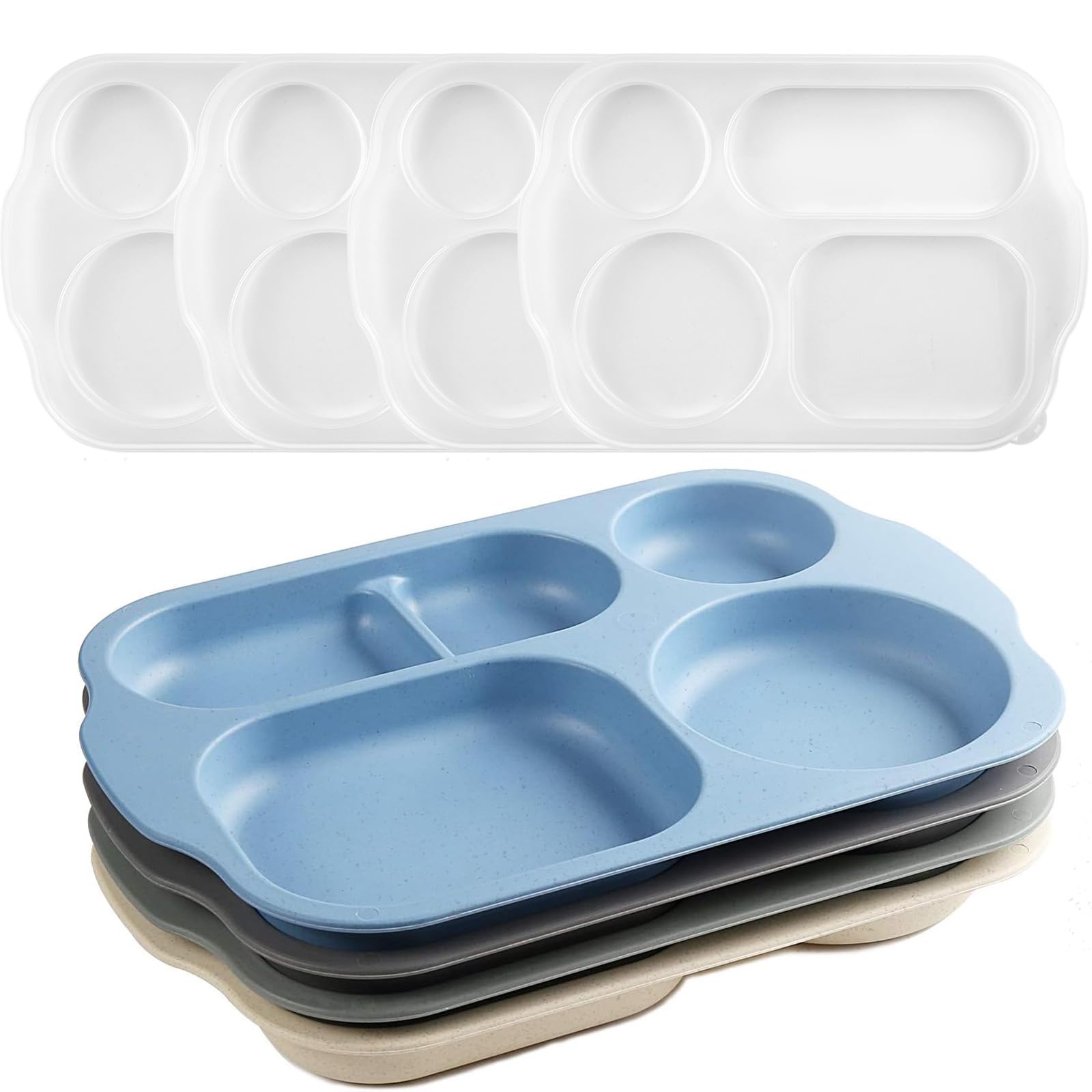 Photo 1 of **PARTIAL SET/MISSING PIECES** Divided Lids for Kids Adults, 12 Inch (4PCS)BPA Free Dishwasher & Microwave Safe