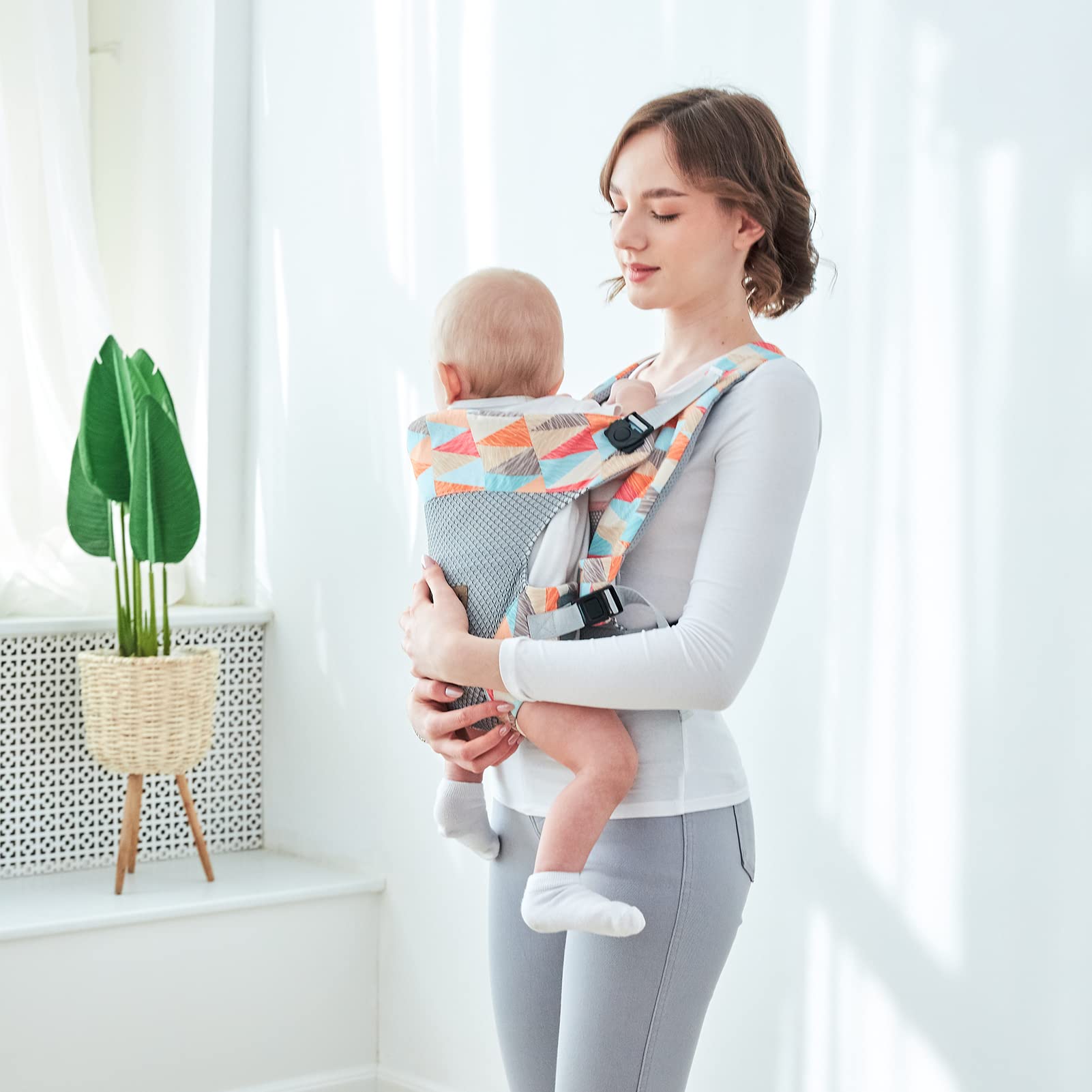 IULONEE Baby Carrier, Embrace Cozy 4-in-1 Infant Carrier Ergonomic Adjustable Holder Portable Convertible Front and Back Backpack Carry for Infants Toddlers Babies Girl and Boy 7-45 Pounds (Colorful)