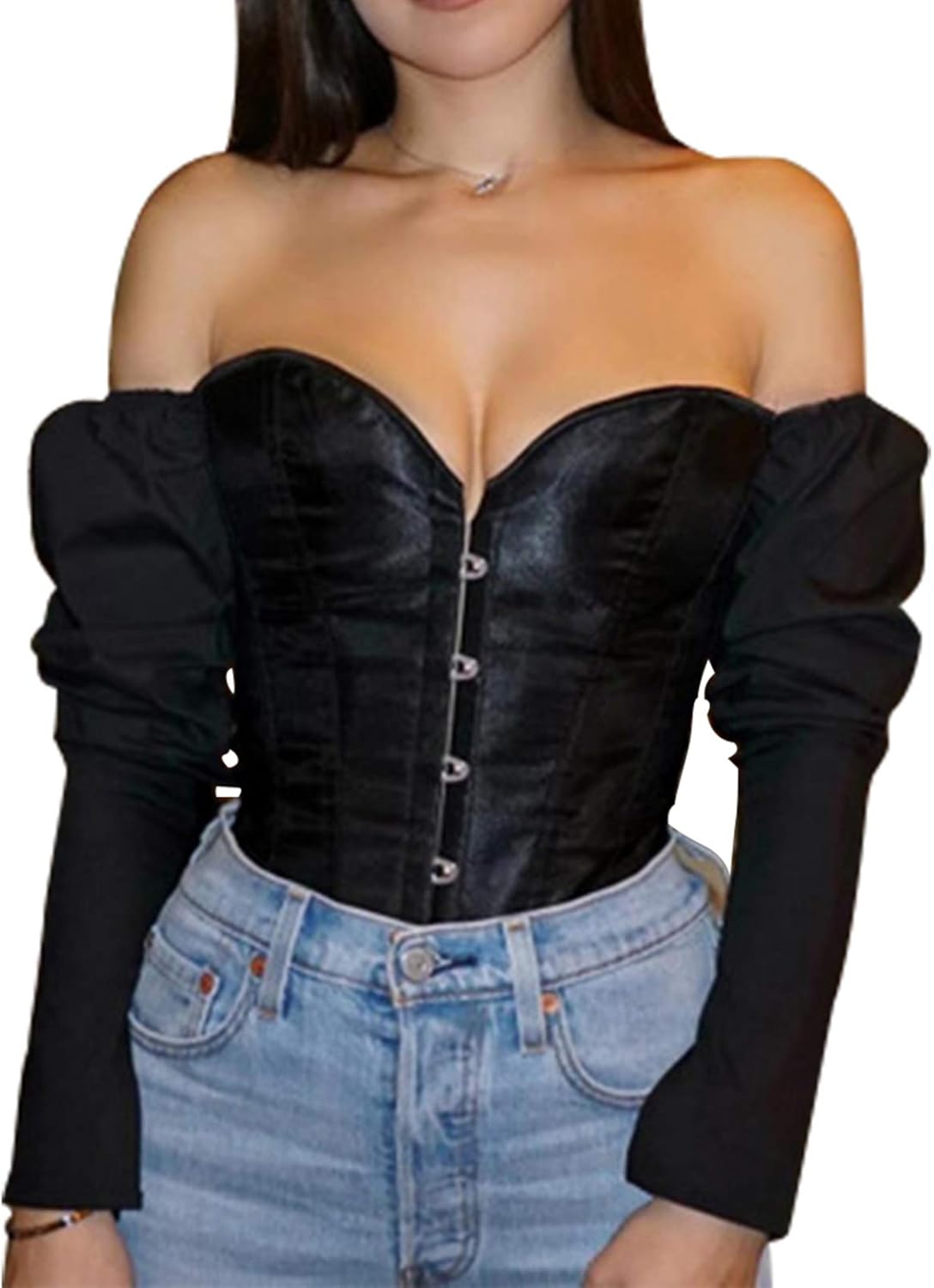 Women Sexy Short Sleeve Bustiers Corsets Shirt Blouse Push Up Slim Crop Tops Clubwear Party Outwear At Amazon Women S Clothing Store