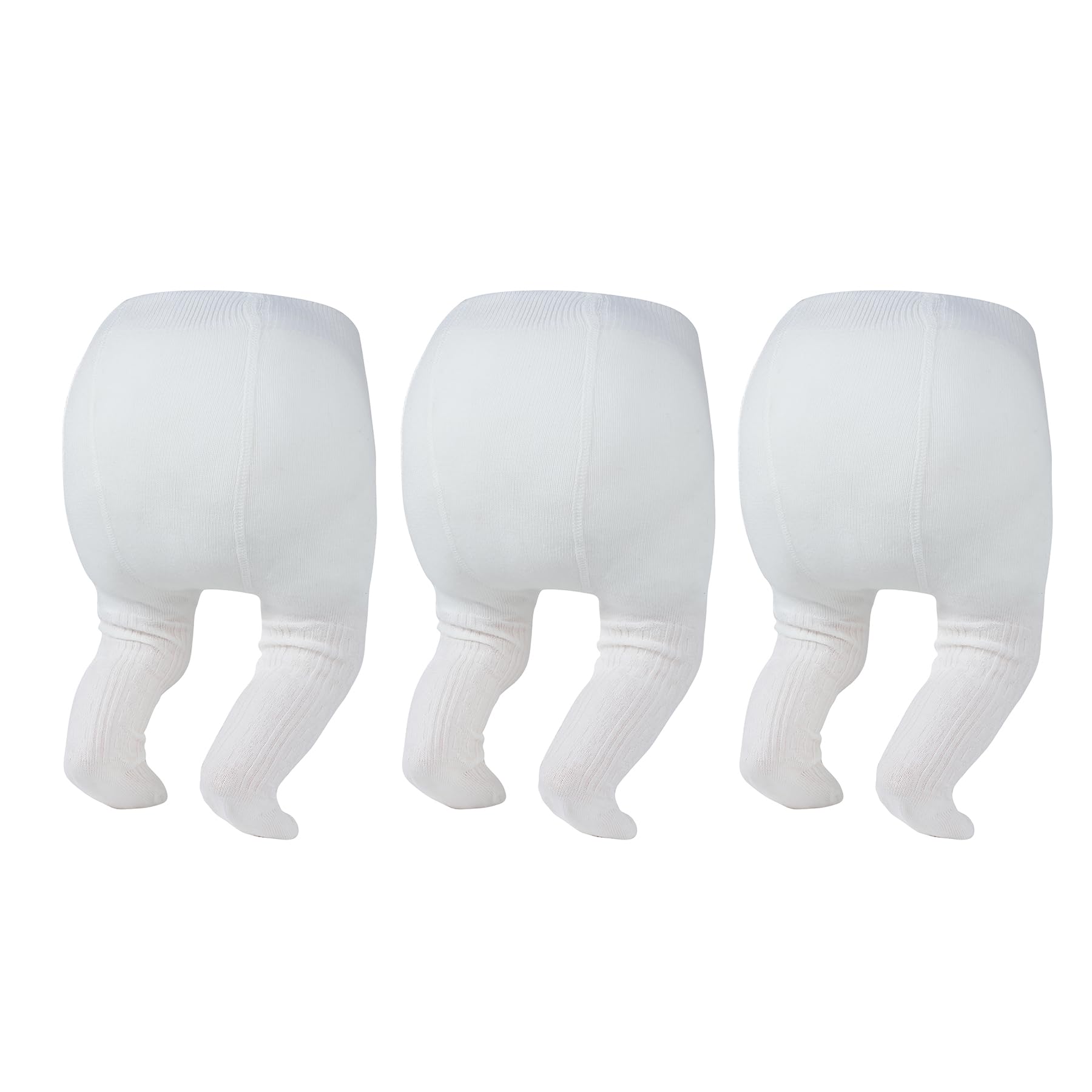 Photo 1 of Zando White Tights Girls Cable Knit Tights Newborn Infant Winter Soft Cotton Warm Fit ELastic Footed Seamless 3 Pack Leggings Stockings Girl Winter Daily Thanksgiving Baby shower Pantyhose 6-12M
