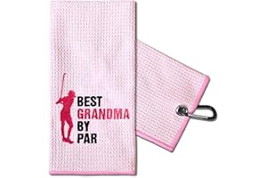 TOUNER Best Grandma by Par Golfing Towels Embroidered Funny Ladies Golf Gifts, Golfing Bag Towel Present, Ladies Golf Accessories for Retirement Christmas Birthday Towel Gifts for Grandma