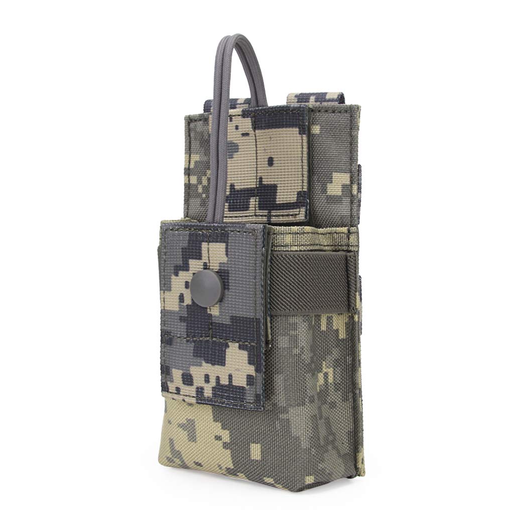 Molle Short Radio Pouch, Nylon Molle Tactical Radio Holder Case for BaoFeng UV-5R UV82 (ACU)