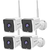 Septekon 4 Pack Outdoor Security Camera 2K，WiFi Cameras for Home Security Outside with Motion Detection Tracking, Night Vision, Two-Way Audio, IP66 Weatherproof, 2.4GHz Wi-Fi, Compatible with Alexa