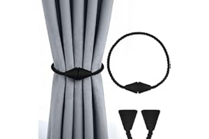 Magnetic Curtain Tiebacks, 19.65 Inch Rope Curtain Holdbacks for Drapes, No Drill Modern Handmade Window Treatment for Living