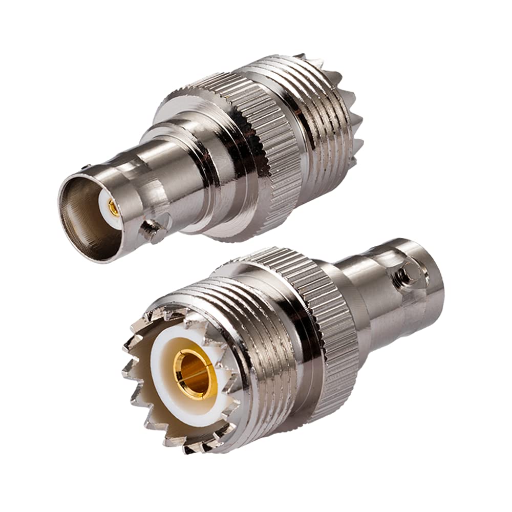 Vecys 2 Pack CB Radio Adapter SO239 UHF Female to BNC Female Antenna Adapter for CB Antenna, PL259 Coax, Two Way Radio, Walkie Talkie, Wireless LAN Devices