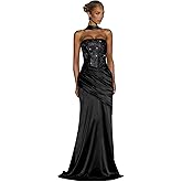 Sparkly Sequin Prom Dress 2026 with Scarf Strapless Mermaid Formal Dresses Ruched Corset Long Evening Party Gowns