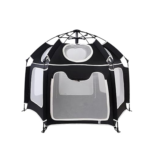 2-in-1 Pop-up Baby Playpen 150x110cm with UPF50+UV Canopy - Foldable & Portable Playpen for Baby and Toddlers | Outdoor Infants Safety Safety Activity Centre Sturdy Mesh Travel Playpen for Beach, Home