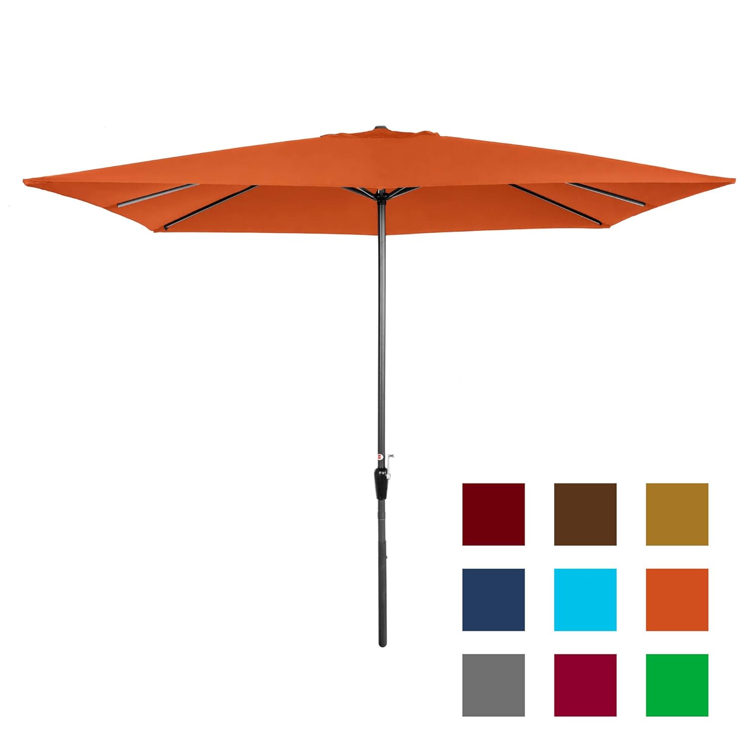 Best Choice Products 8x11ft Rectangular Patio Market Umbrella W Rust Resistant Frame Hand Crank Fade Resistant 210g Polyester Fabric And Wind Vent Orange Amazon In Garden Outdoors
