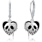 Skull/Pumpkin/Skeleton Hand/Ghost/Spider Earrings 925 Sterling Silver Halloween Heart Dangle Drop Leverback Earrings Gothic Punk Jewelry Gifts Halloween for Women