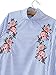 StarDream Striped Embroidered Flowers High Neck Blouse Women Vintage Casual Shirt Tops
