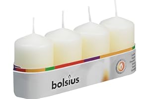 BOLSIUS - Pillar Candles - 2.4 x 1.6 inches - Ivory - Tray of 4, 60/40mm
