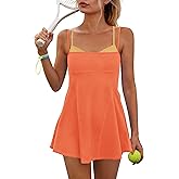 Yanekop Womens Tennis Dress with Built in Shorts and Bra Athletic Dresses Golf Outfits Spaghetti Strap Workout Dress