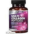 Collagen Peptides Powder Capsules for Women, 1800mg Hydrolyzed Collagen Type I, II, III, V & X, Hair, Nail, Skin, Bone & Joint Support, Collagen for Women & Men, Grass-Fed Collagen - 60 Capsules
